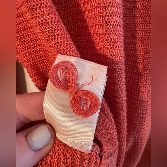 MOTH Anthropologie Senna Pullover Burnt Orange Pointelle Knit Scoop Neck Medium - Picture 8 of 10